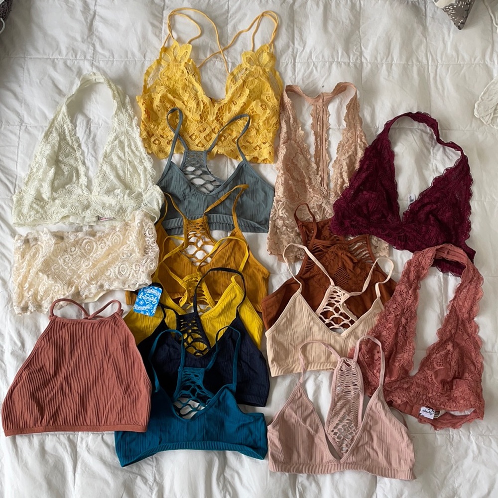 15 Free People Bralettes Assorted Styles Size XS.